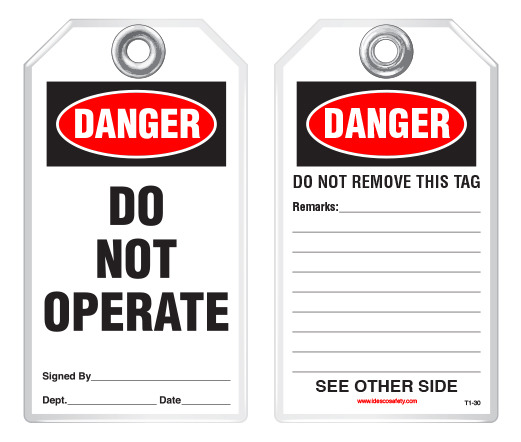 Do Not Operate 3-3/8 x 5-5/8 Tag IDGKH Idesco Safety T825A Bilingual Safety Tag Peligro Equipment Locked Out by Danger No Hacer Funcionar English/Spanish 3-3/8 x 5-5/8 Idesco Safety Pack of 10 Red and Black&White 